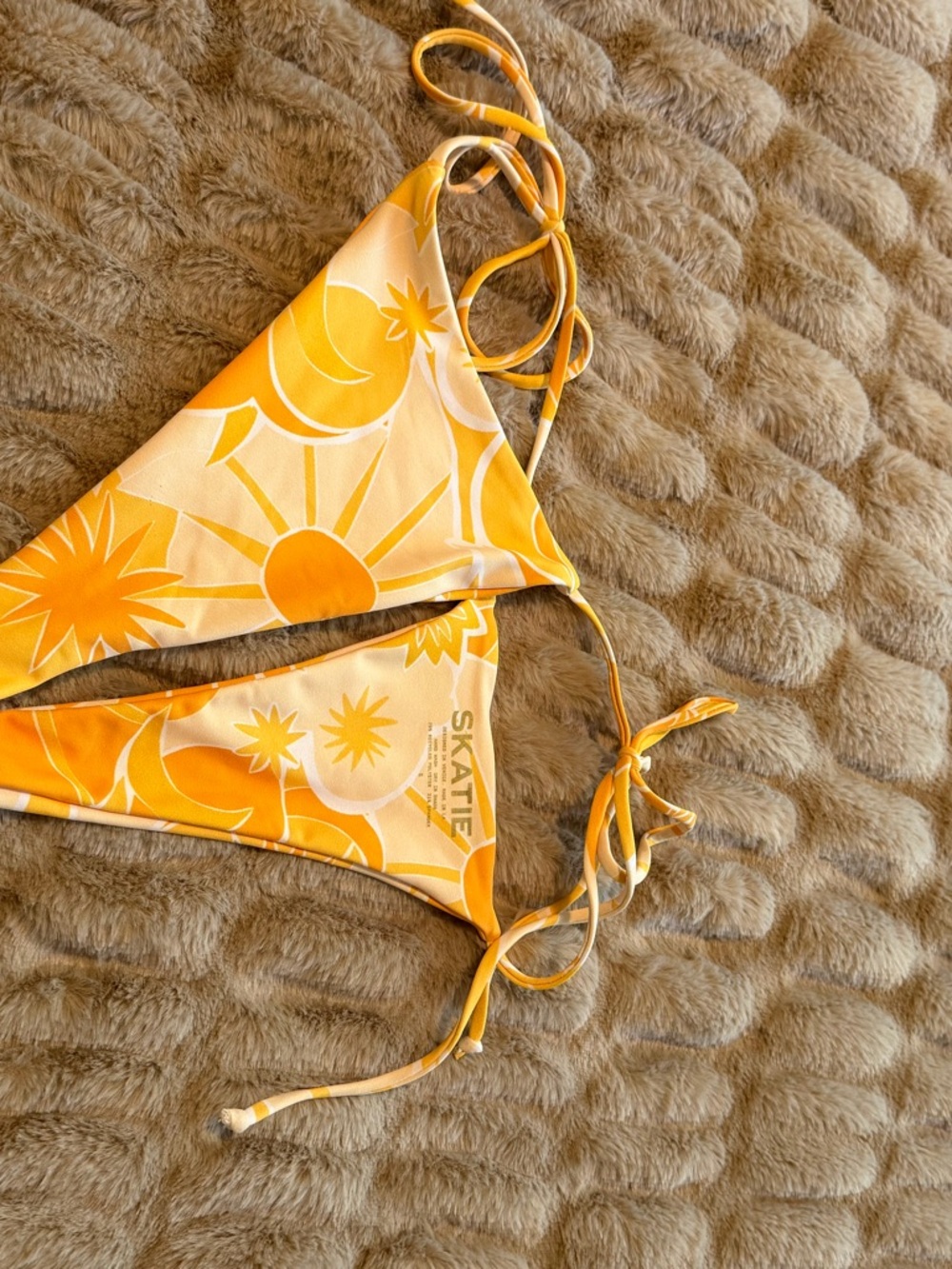 Skatie Yellow & Cream Sunburst Triangle Bikini Top